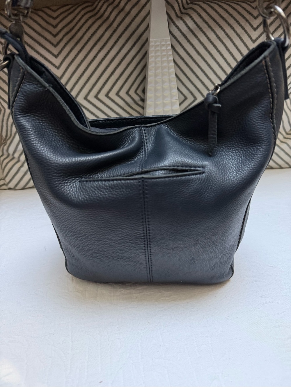 The Sak Navy Leather Crossbody with Detachable Guitar Like Strap - Picture 11 of 12